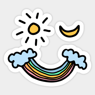 Sun Moon Rainbow Winking Smiley Face Sticker